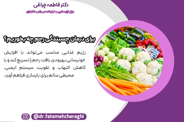 میوه‌ها، سبزیجات، آجیل، ماهی و نوشیدنی‌های سالم برای درمان و ترمیم چسبندگی رحم