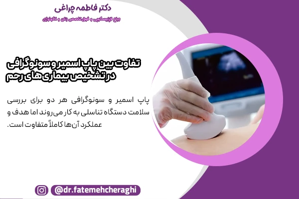پاپ اسمیر برای شناسایی تغییرات سلولی دهانه رحم کاربرد دارد، در حالی که سونوگرافی وضعیت داخلی رحم، تخمدان‌ها و بافت‌های پیرامونی را نشان می‌دهد.