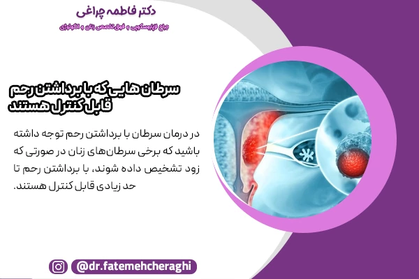 در موارد سرطان آندومتر (رحم)، سرطان دهانه رحم و برخی انواع سرطان تخمدان با هیسترکتومی سرطان از بین میرود